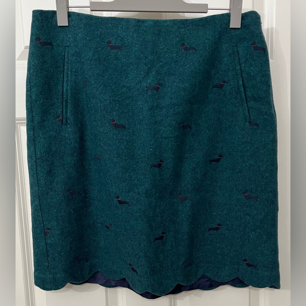 Talbots Dachshund Embroidered A-Line Skirt, size 14